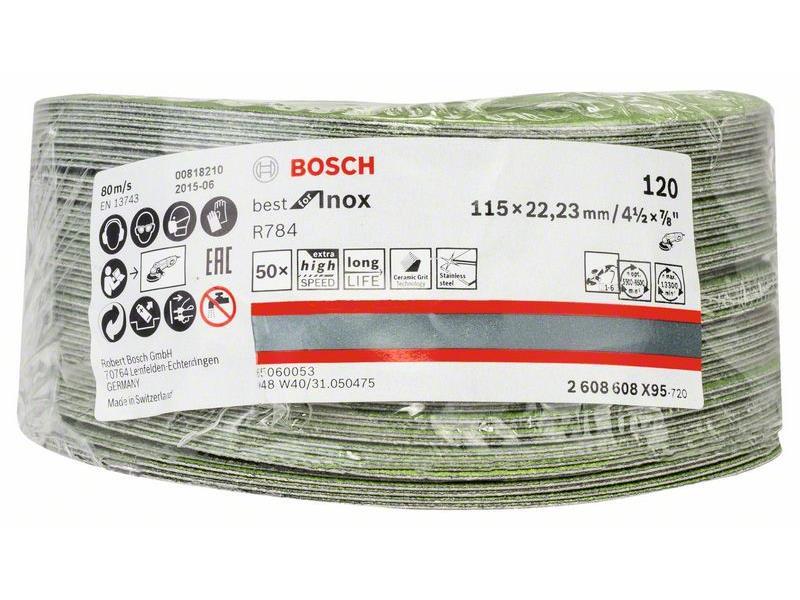 Vlaknena brusilna plošča R784, Best for Inox 115 mm, 22,23 mm, 120