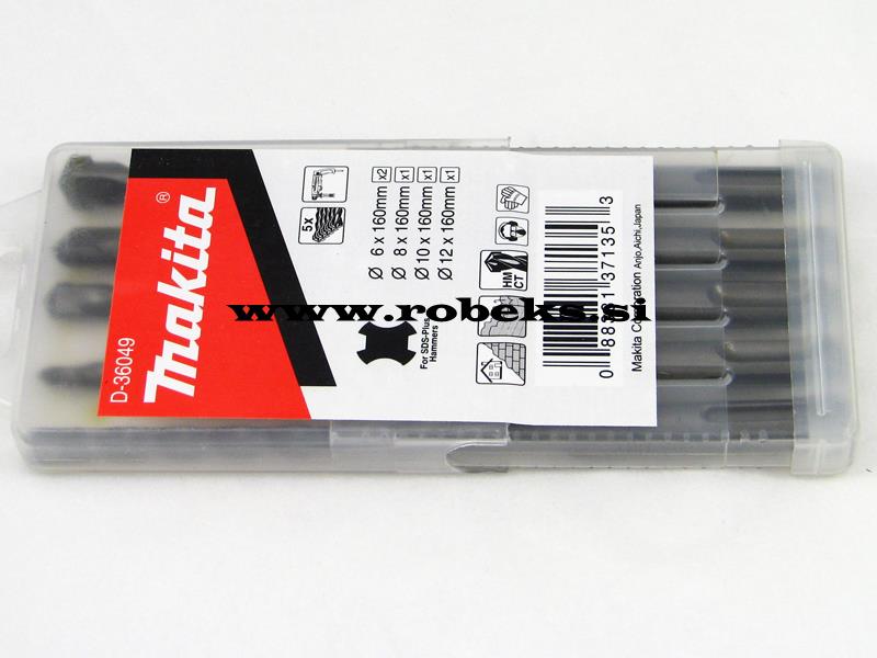 5 delni set svedrov Makita SDS-Plus, 2x6, 8, 10, 12x160mm, D-36049