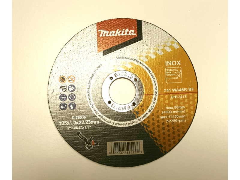Tanka rezalna plošča Makita za INOX 125x1x22,23 mm, D-75530
