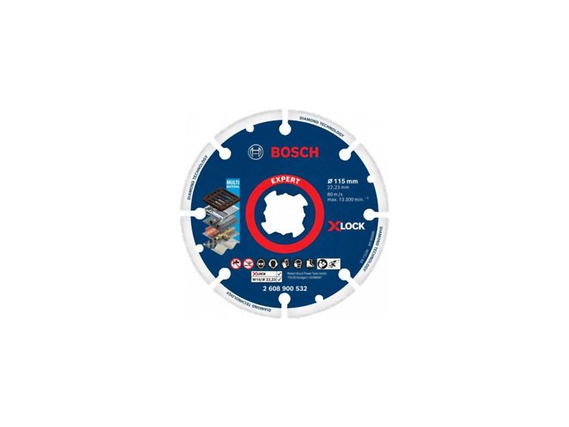 Diamantna Metal Wheel plošča Bosch XLock, Expert Multi Material, 115mm, 22,23mm, 2608900532