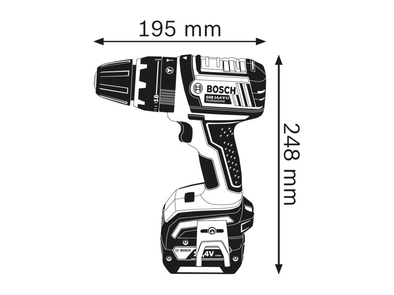 Akumulatorski udarni vrtalni vijačnik Bosch GSB 14.4 V-LI v L-Boxx, 14.4V, 7mm, 060186700E