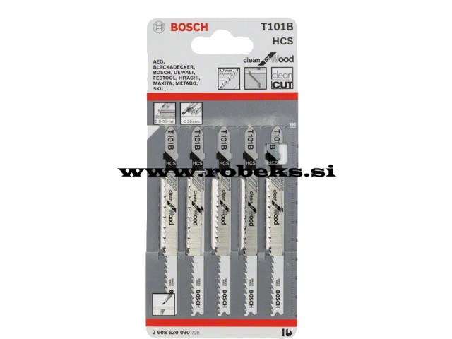 Vbodni žagini listi Bosch  T101B,HCS,Clean for Wood,5 kos., 2608630030