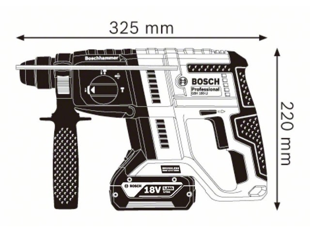 Akumulatorsko vrtalno kladivo Bosch GBH 180-LI s sistemom SDS plus v kartonu, 18V, 2J, 4-20 mm, 2.3kg, 0611911120