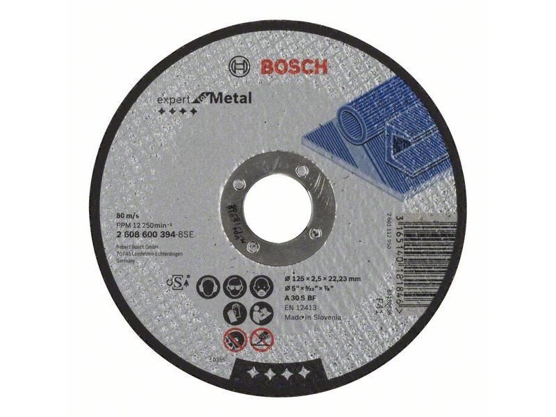 Ravna rezalna plošča Bosch Expert for Metal A 30 S BF, Pakiranje: 25kos, Dimenzije: 125x22,23x2,5mm, 2608600394