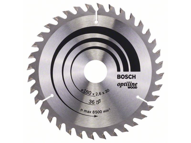 List krožne žage Bosch Optiline Wood, Dimenzije: 180x30/20x2,6mm, Zob: 36, 2608640609