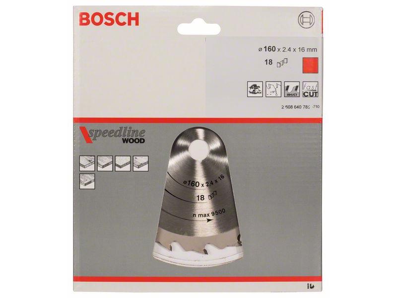 List krožne žage Bosch Speedline Wood, Dimenzije: 160x16x2,4mm, Zob: 18, 2608640785