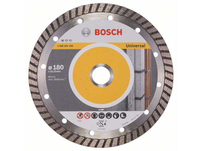 Diamantna rezalna plošča Bosch Standard for Universal Turbo, Dimenzije: 180x22,23x2,5x10mm, 2608602396