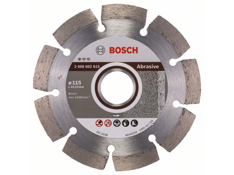 Diamantna rezalna plošča Bosch Standard for Abrasive, Dimenzije: 115x22,23x6x7mm, 2608602615