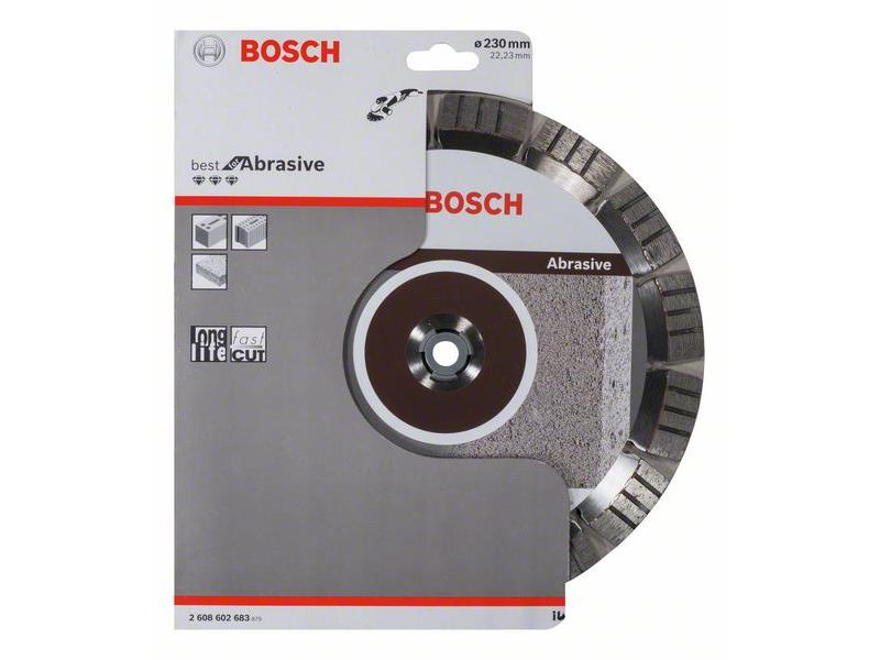 Diamantna rezalna plošča Bosch Best for Abrasive, Dimenzije: 230x22,23x2,4x15mm, 2608602683