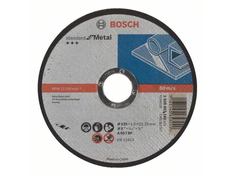 Ravna rezalna plošča Bosch Standard for Metal A 60 T BF, Pakiranje: 25kos, Dimenzije: 125x22,23x1,6mm, 2608603165