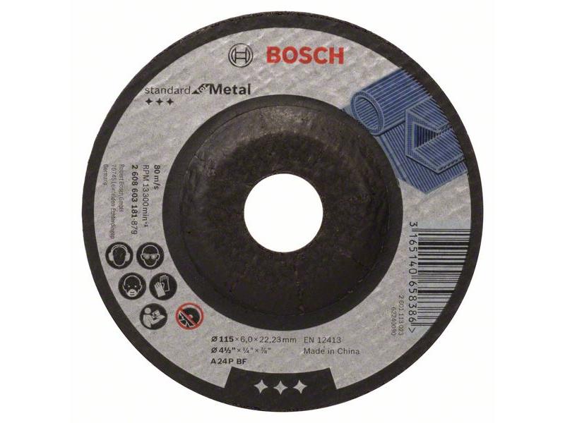 Kolenasta groba brusilna plošča Bosch Standard for Metal, A 24 P BF, 115mm, 2608603181