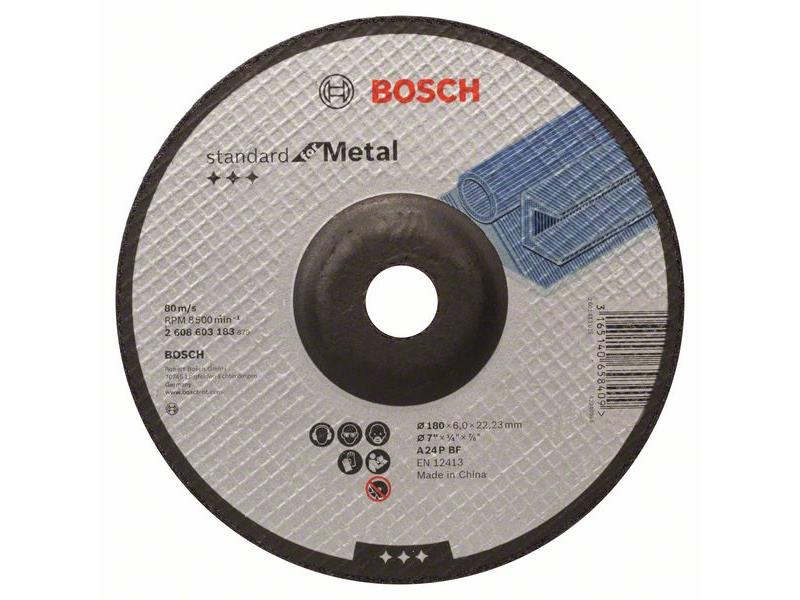 Kolenasta groba brusilna plošča Bosch Standard for Metal, A 24 P BF, 180 mm, 2608603183