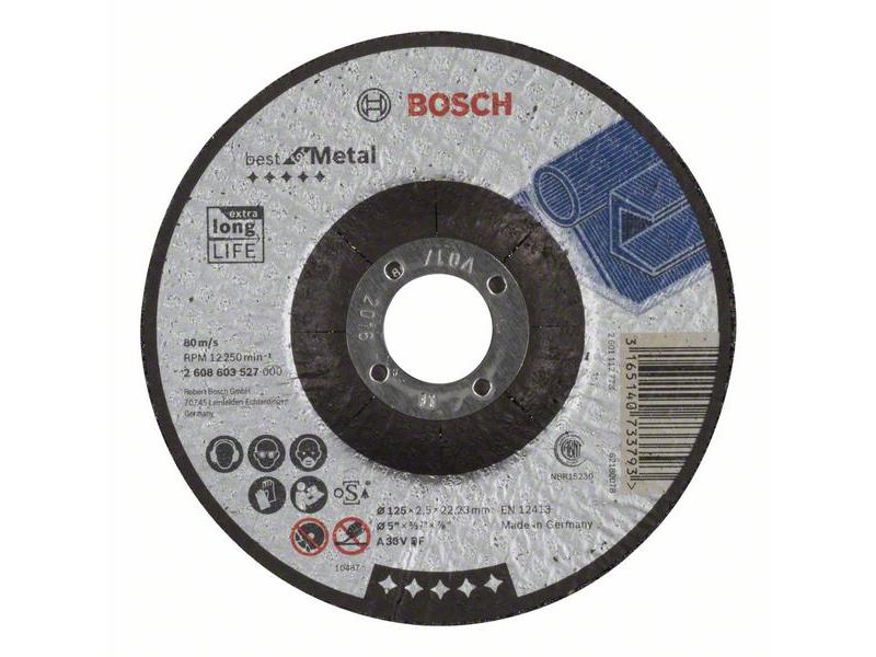 Kolenasta rezalna plošča Bosch Best for Metal A 30 V BF, Pakiranje: 25kos, Dimenzije: 125x22,23x2,5mm, 2608603527