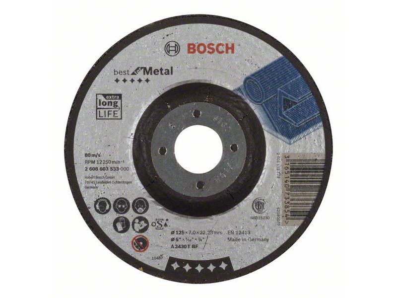 Kolenasta groba brusilna plošča Bosch Standard for Metal, A 2430 T BF, 125mm, 2608603533