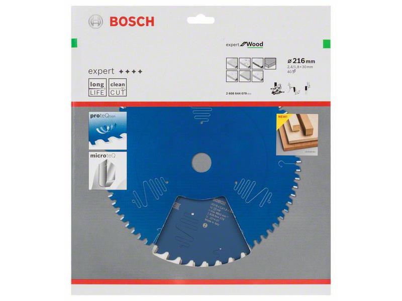 List za krožne žage Bosch Expert for Wood, Dimenzije: 216x30x2,4mm, Zob: 40, 2608644079