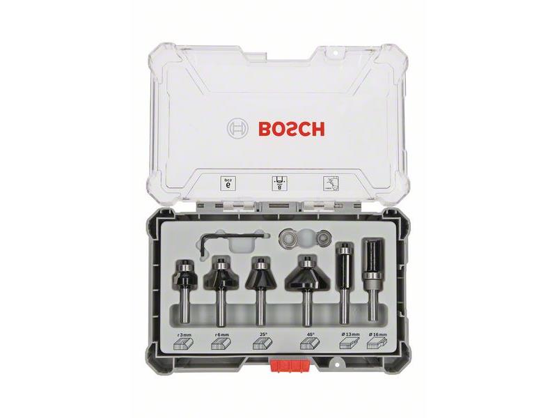 6-delni komplet rezkarjev Bosch za obrobe in robove s 8-milimetrskim vpenjalnim steblom, 2607017469