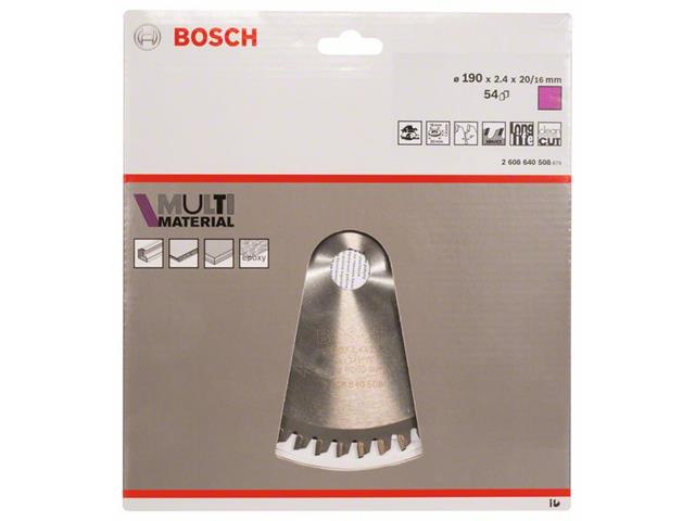 List krožne žage Bosch Multi Material, Dimenzije: 190x20/16x2,4mm, Zob: 54, 2608640508