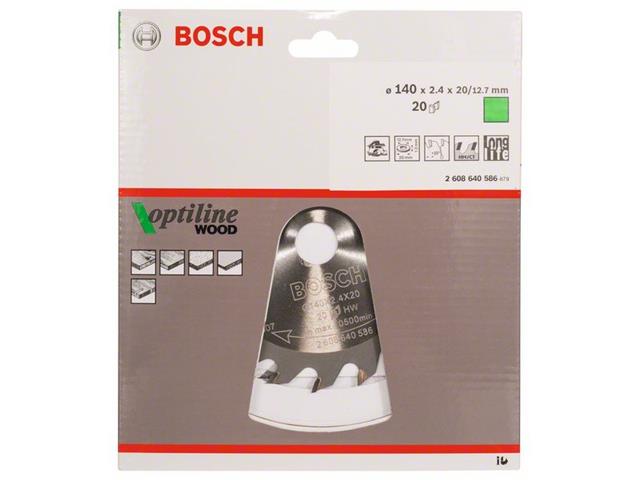 List krožne žage Bosch Optiline Wood, Dimenzije: 140x20/12,7x2,4 mm, Zob: 20, 2608640586