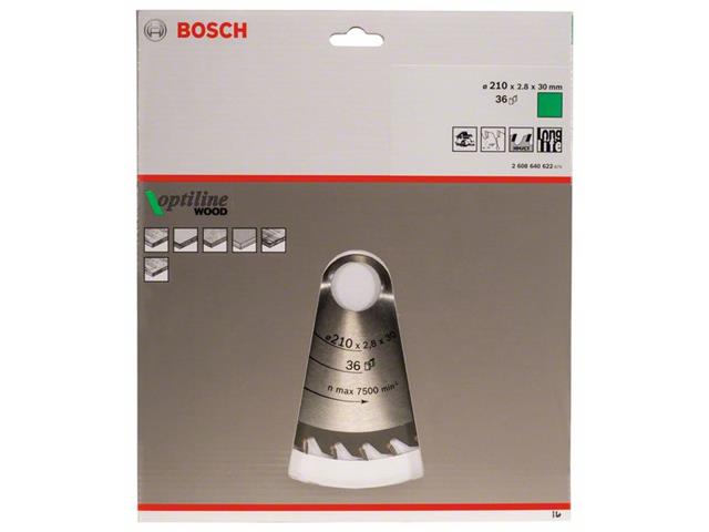 List krožne žage Bosch Optiline Wood, Dimenzije: 210x30x2,8mm, Zob: 36, 2608640622