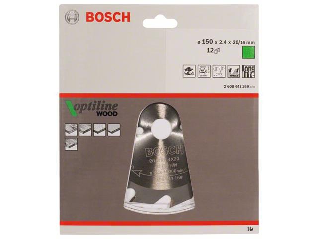 List krožne žage Bosch Optiline Wood, Dimenzije: 150x20/16x2,4mm, Zob: 12, 2608641169