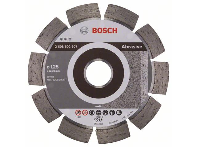 Diamantna rezalna plošča Bosch Expert for Abrasive, Dimenzije: 125x22,23x1,6x10mm, 2608602607