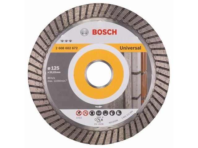 Diamantna rezalna plošča Bosch Best for Universal Turbo, Dimenzije: 125x22,23x2,2x12mm, 2608602672