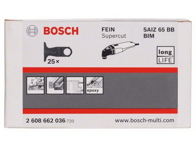 Bimetalen potopni žagin list Bosch SAIZ 65 BB Wood and Nails, Dimenzije: 40x65mm, 2608662036