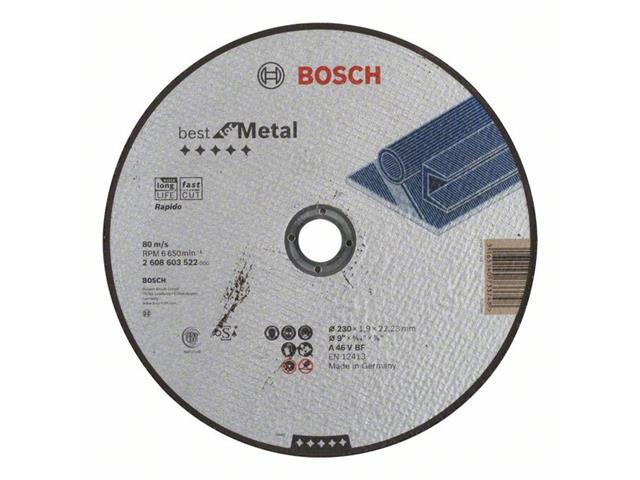 Ravna rezalna plošča Bosch Best for Metal - Rapido, Dimenzije: 230x22,23x1,9mm, 2608603522