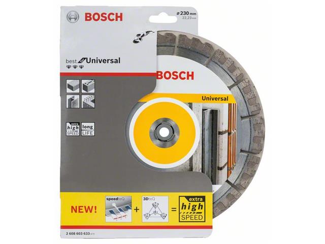 Diamantna rezalna plošča Bosch Best for Universal, Dimenzije: 230x22,23x2,4x15 mm, 2608603633