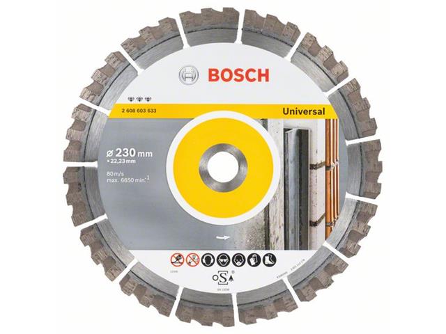Diamantna rezalna plošča Bosch Best for Universal, Dimenzije: 230x22,23x2,4x15 mm, 2608603633