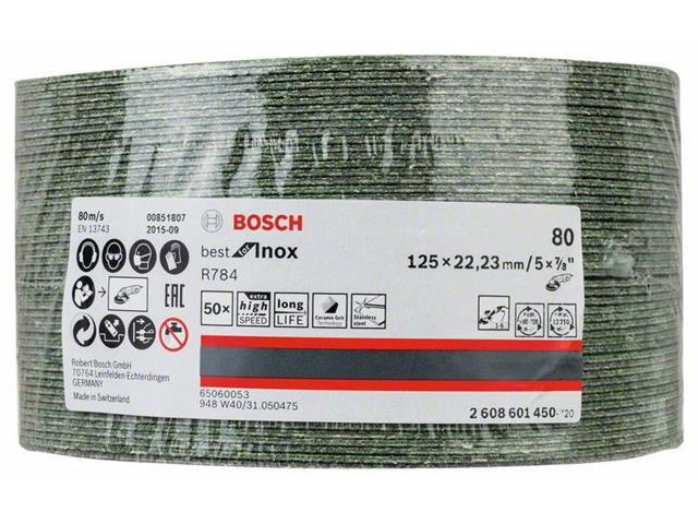 Vlaknena brusilna plošča R784, Best for Inox 125 mm, 22,23 mm, 80