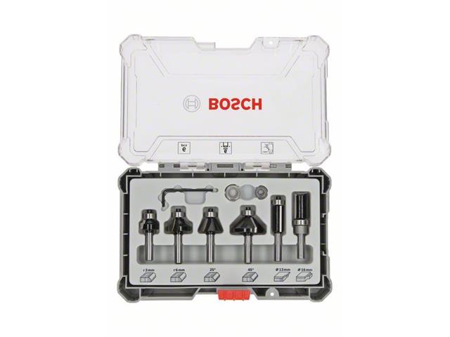 6-delni komplet rezkarjev Bosch za obrobe in robove s 6-milimetrskim vpenjalnim steblom, 2607017468