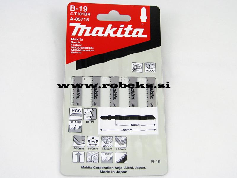 List za vbod. žago B-19 (5 kos), A-85715