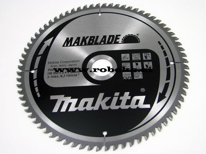 Žagin list Makita, TCT MAKBlade, Dimenzije: 250x30mm, 72z, B-09064