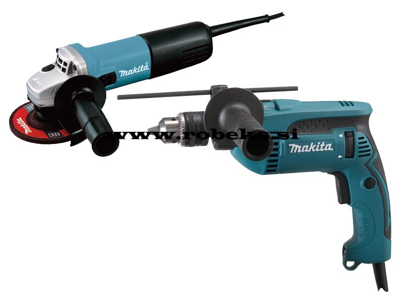Combiset udarni vrtalnik MAKITA HP1640 + Makita kotni brusilnik 9557HNG