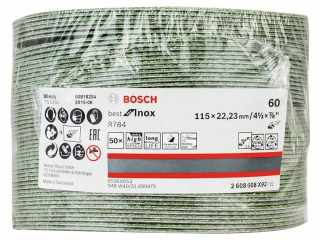 Vlaknena brusilna plošča R784, Best for Inox 115 mm, 22,23 mm, 60