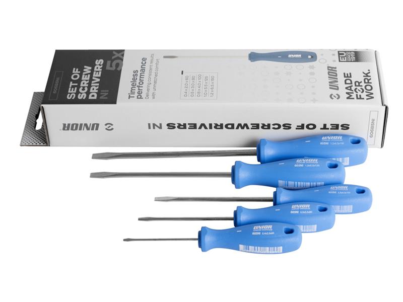 5-delni set ploščatih izvijačev Unior, 617033