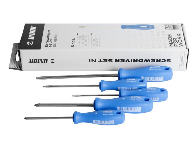 5-delni set ploščato-križnih izvijačev Unior, 617037