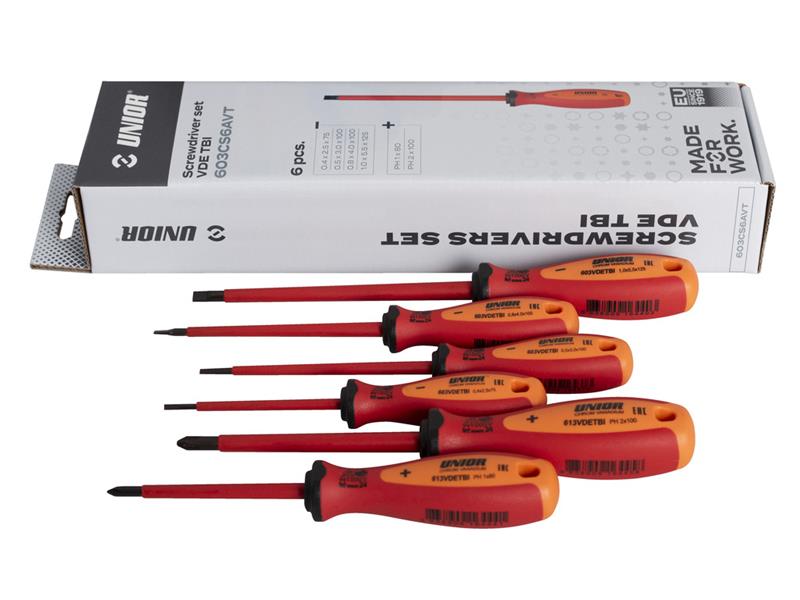 6-delni set ploščato križnih izvijačev Unior, 617653