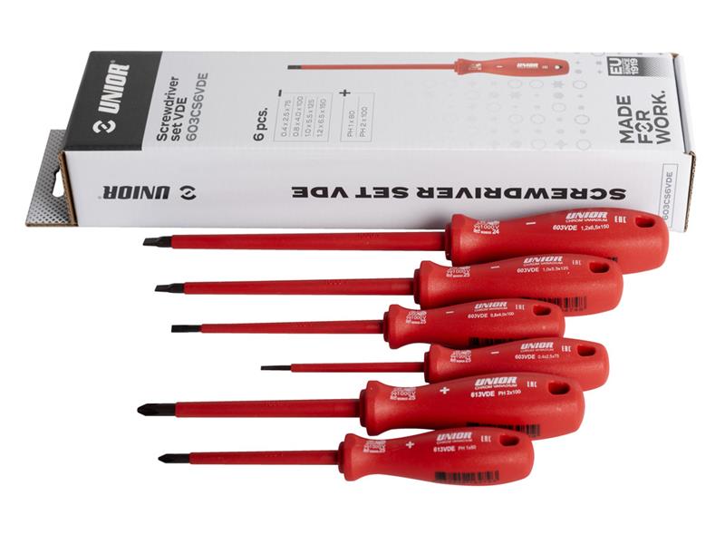 6-delni set ploščato križnih izvijačev Unior VDE, 617044