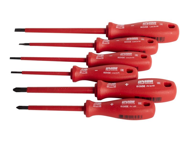 6-delni set ploščato križnih izvijačev Unior, 617655