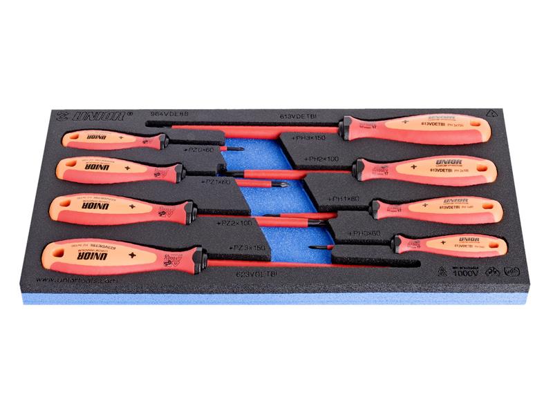 8-delni set križnih izvijačev Unior VDE TBI v SOS vložku, 621802