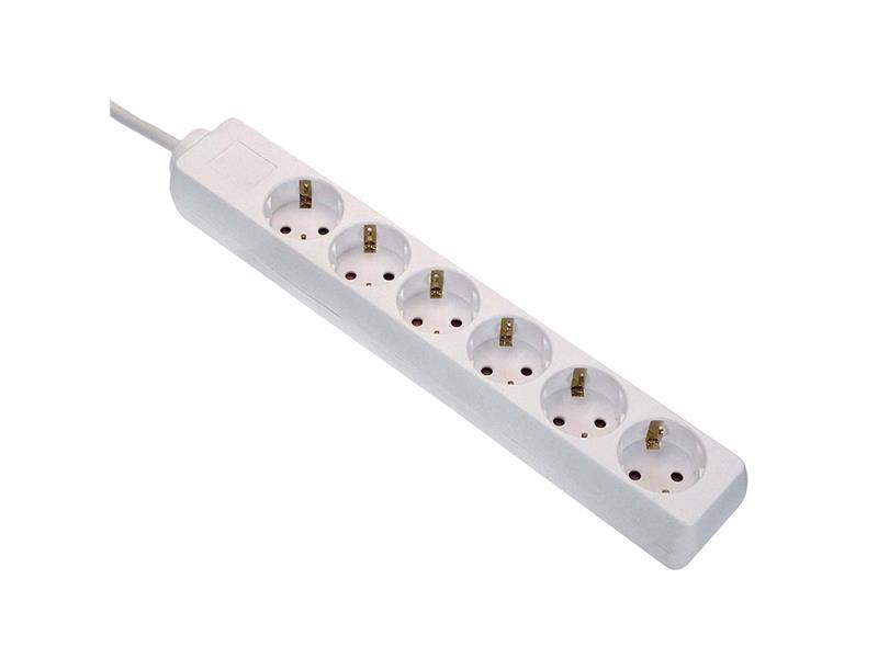Električni podaljšek AS SCHWABE 6 vtičnic, bel IP20, 11631