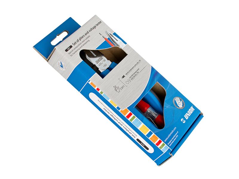 2-delni set klešč in faznega preizkuševalca napetosti Unior, 620968