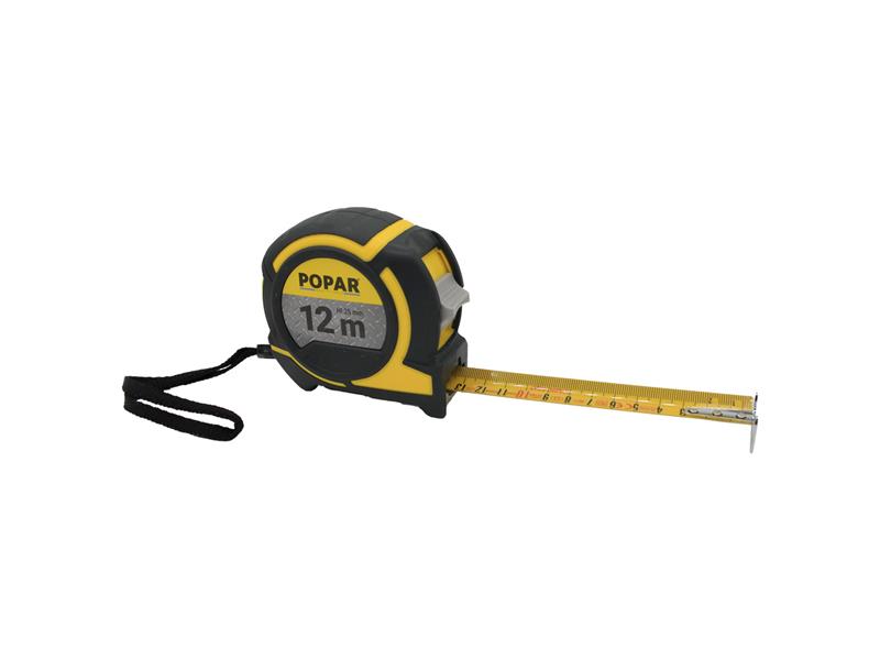 Meter tračni 12m, Gumirano ohišje, POPAR, 039108