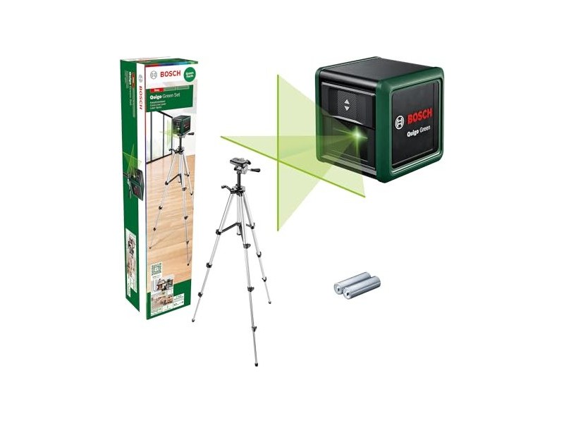 Križni laser Bosch Quigo Green+2x1,5V LR03 (AAA), 500 – 540 nm, 85°, 1/4
