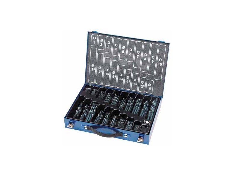 170-delni set spiralnih svedrov Bohrcraft HSS DIN 338 valjani Tip N v BC kovinski škatli, 11001410170