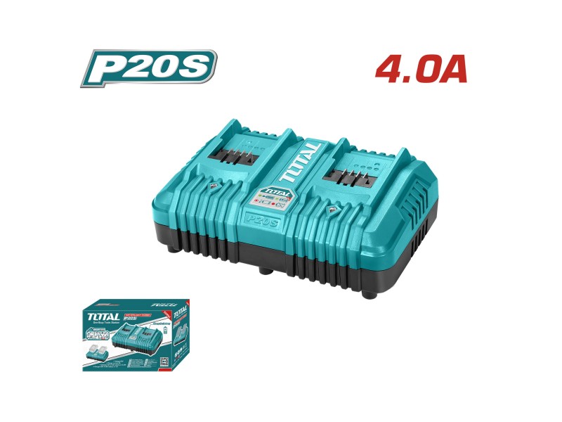 Akumulatorski polnilnik baterij P20S 2-polnilnik Total, 4A /20V/ INDUSTRIAL, TCLI2034E