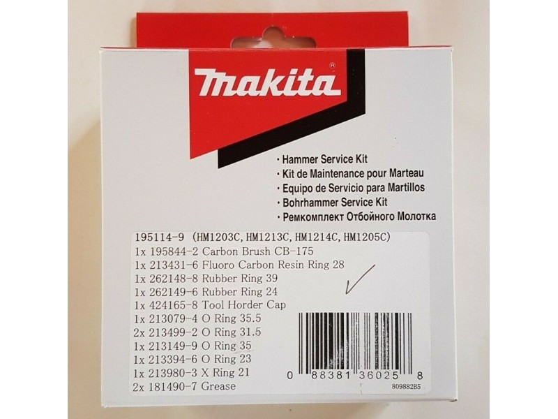 Servisni set udarnika Makita, za HM1203C, HM1205C, HM1213C, HM1214C, 195114-9