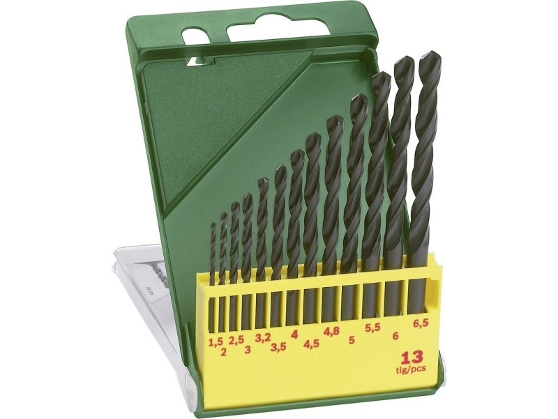 13-delni komplet svedrov za kovino Bosch HSS-R DIN 338, Dimenzije: 1,5/2/2,5/3/3,2/3,5/4/4,5/4,8/ 5/5,5/6/6,5 mm, 2607019441
